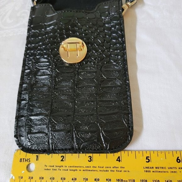 Black Vegan Leather Cell Phone Crossbody Sling - Picture 6 of 7
